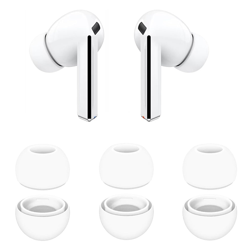 Casti Techsuit (set de 3) Replacement Ear Tips AirVibe (ET3) -for Samsung Galaxy Buds 3 Pro, Premium Silicone S, M, L Sizes, White