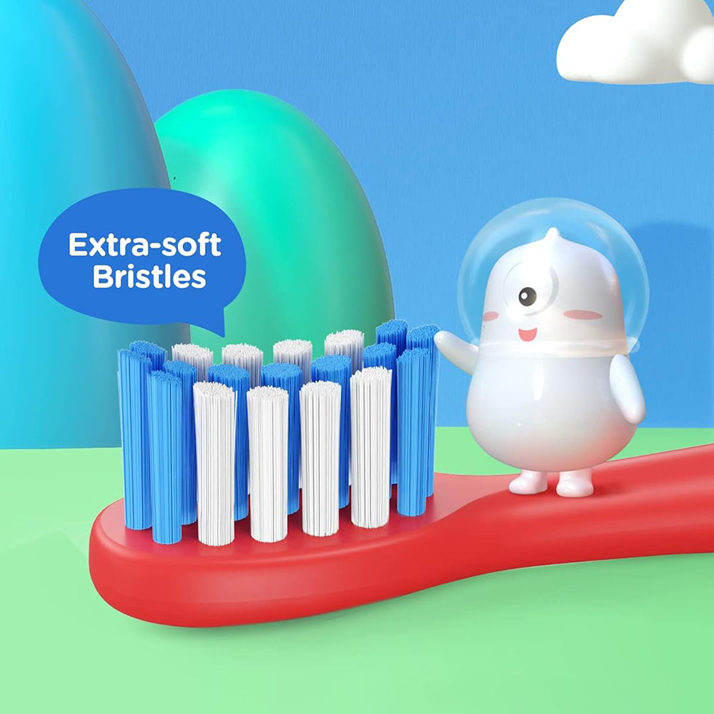Bitvae Electric Toothbrush (BVK7S), Sonic, for Kids, 3 Modes, with App, Tips set, Pressure Sensor, IPX7, Albastru / Red