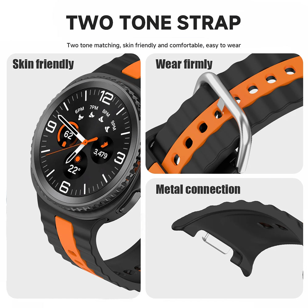 Curea smartwatch Techsuit Watchband (W078) compatibil cu Samsung Galaxy Watch8 40mm/Watch8 44mm/Watch8 Classic, Negru / Gray