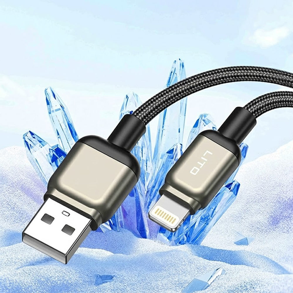 Cablu Lito (LD17), USB to Lightning, Fast Charging, Braided Nylon, Negru