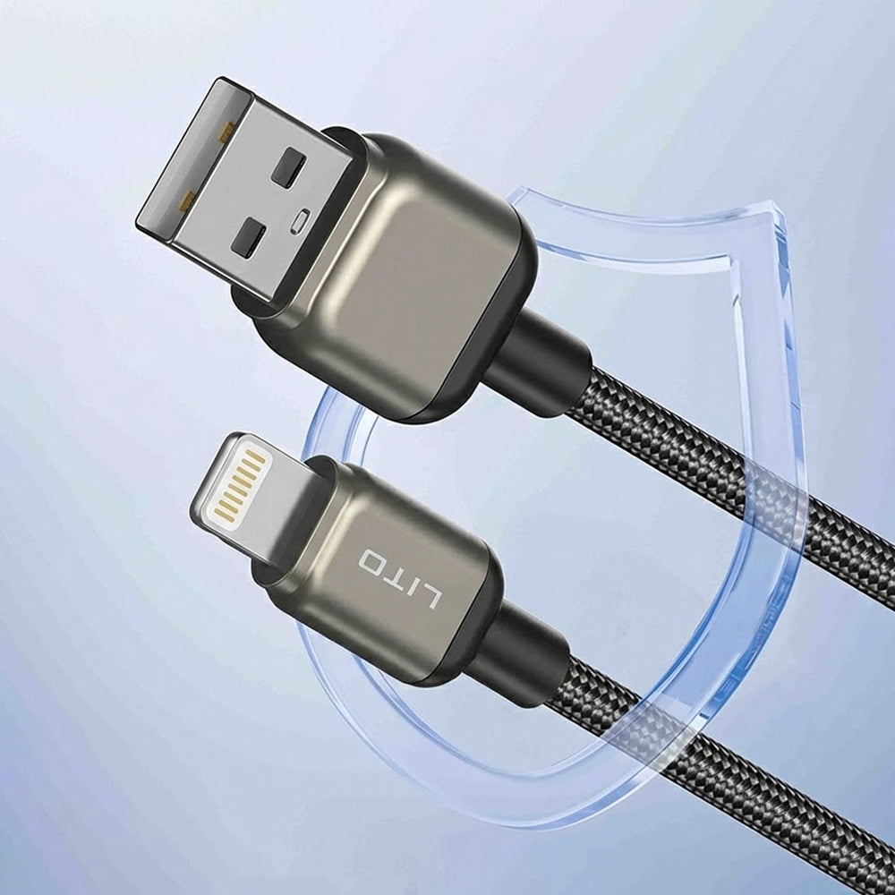 Cablu Lito (LD17), USB to Lightning, Fast Charging, Braided Nylon, Negru
