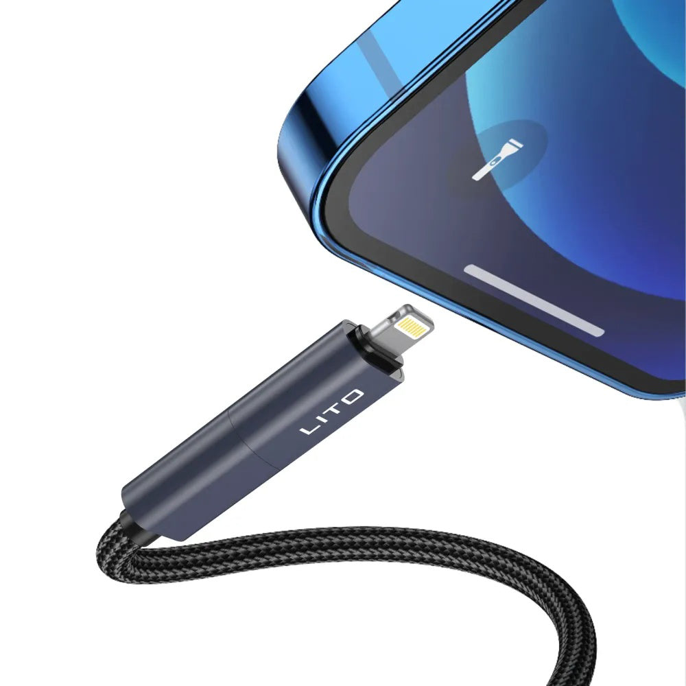 Cablu Lito Magnetic 4in1 (LD21), 5A High Current, 100W Fast Charging, Magnetic Design, Built-in Smart Chip, Negru