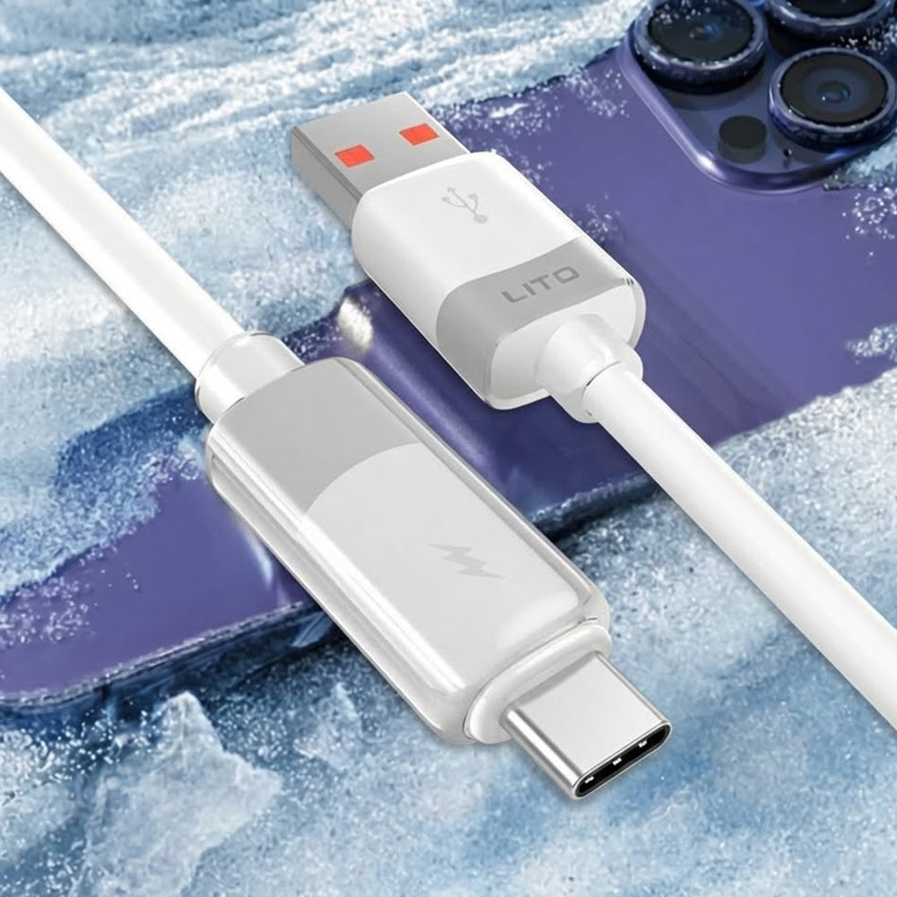 Cablu Lito Liquid Silicone (LD07), USB to Type-C, Fast Charging, Anti-freeze, Anti-fire, Alb