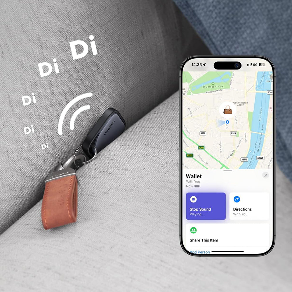 Gadget Ugreen Smart Tracker CM816 (45297), Compatible with Apple Find My (iOS Only), Bluetooth 5.0, 225mAh, Gri