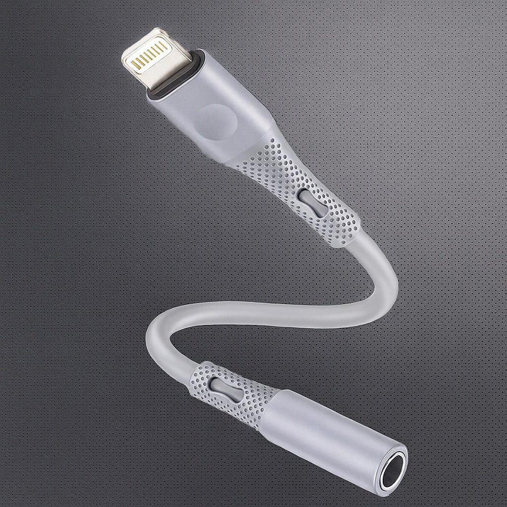 Adaptor Techsuit Premium Cable Adapter SoundFleX (AC2), Lightning to 3.5mm Jack, Hi-Fi Quality, Silica Gel, Gri