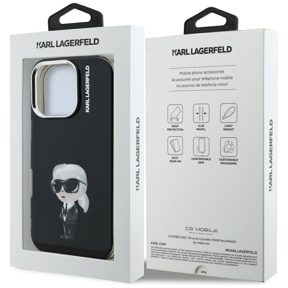 Husa de protectie Karl Lagerfeld IML Aquarelle Karl & Logo MagSafe (KLHCP16XHMKIAQK) compatibil cu iPhone 16 Pro Max, Negru