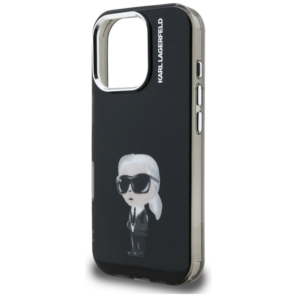 Husa de protectie Karl Lagerfeld IML Aquarelle Karl & Logo MagSafe (KLHCP16XHMKIAQK) compatibil cu iPhone 16 Pro Max, Negru