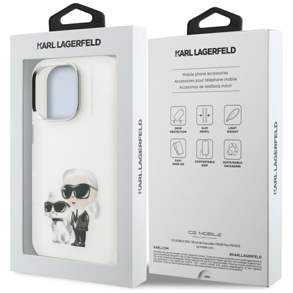 Husa de protectie Karl Lagerfeld IML Aquarelle Karl & Choupette (KLHCP16LHMKCAQH) compatibil cu iPhone 16 Pro, Alb