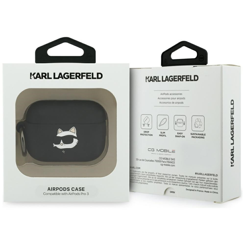 Casti Karl Lagerfeld Silicone Choupette Head 3D (KLAP3RUNCHK), Apple AirPods Pro 3, Negru
