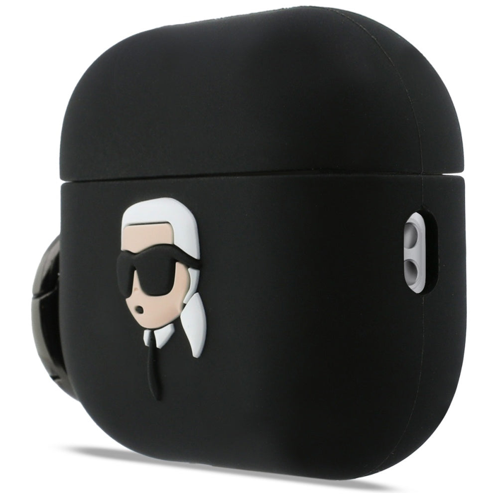 Casti Karl Lagerfeld Silicone Karl Head 3D (KLAP3RUNIKK), Apple AirPods Pro 3, Negru