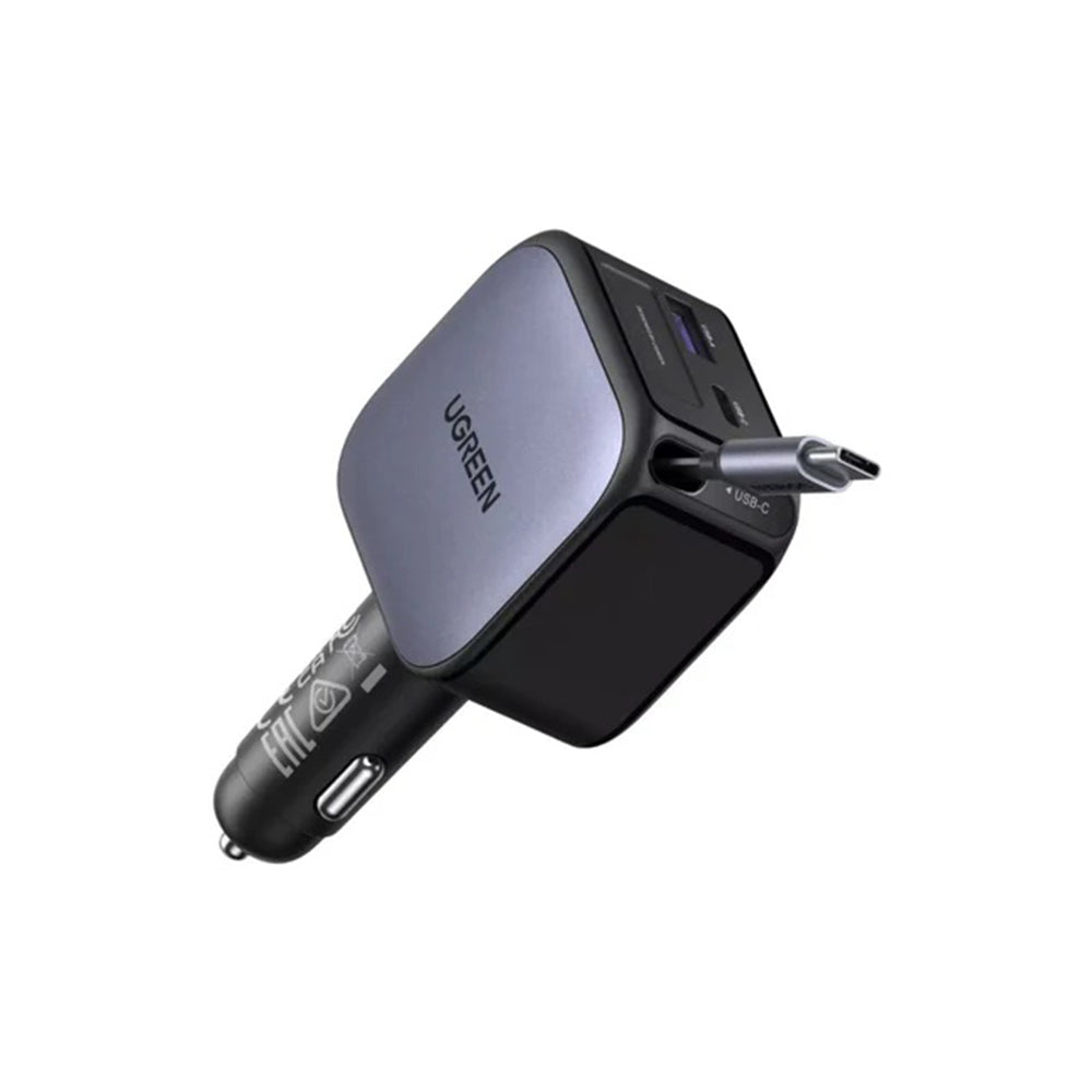 Incarcator Ugreen Car EC602 (55212B), with Retractable USB-C cable, USB, Type-C, 60W, Gri