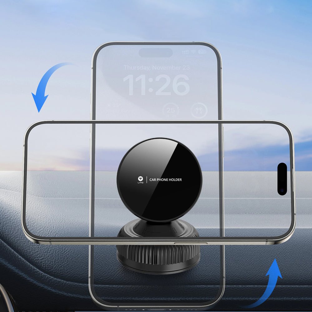 Suport Lito (LT-W12), for Dashboard, Magnetic, Vacuum Sucker, Steady, Negru
