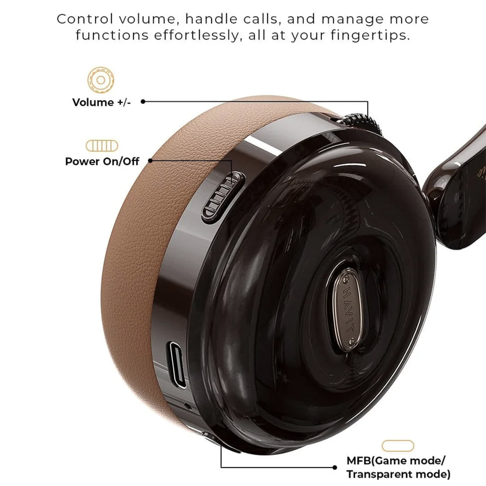 Casti Havit Wireless (H616BT), On-ear, Bluetooth 5.4, 400mAh, Type-C, Argintiu / Black