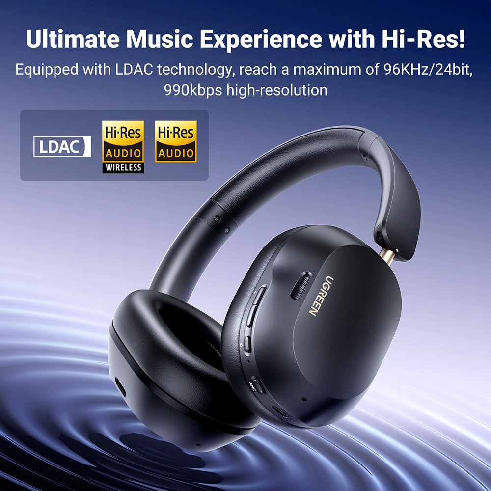 Casti Ugreen Wireless HiTune Max5C HP203 (35758), Bluetooth 5.4, Hybrid Active Noise Cancelling, Hi-Res Audio, Alb