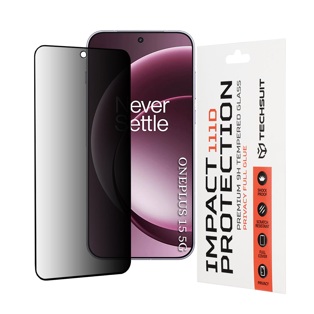 Folie de protectie Techsuit 111D Privacy Full Glue compatibil cu OnePlus 15, Negru