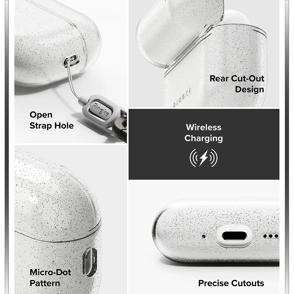 Casti Ringke Protection Case Air Series, for AirPods Pro 3, Glitter Clear