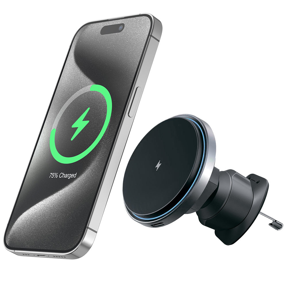 Suport Proove with Wireless Charging Magic Circle Pro (WHMP15010001), MagSafe, for Air Vent, 360, Qi2 15W, LED, Negru