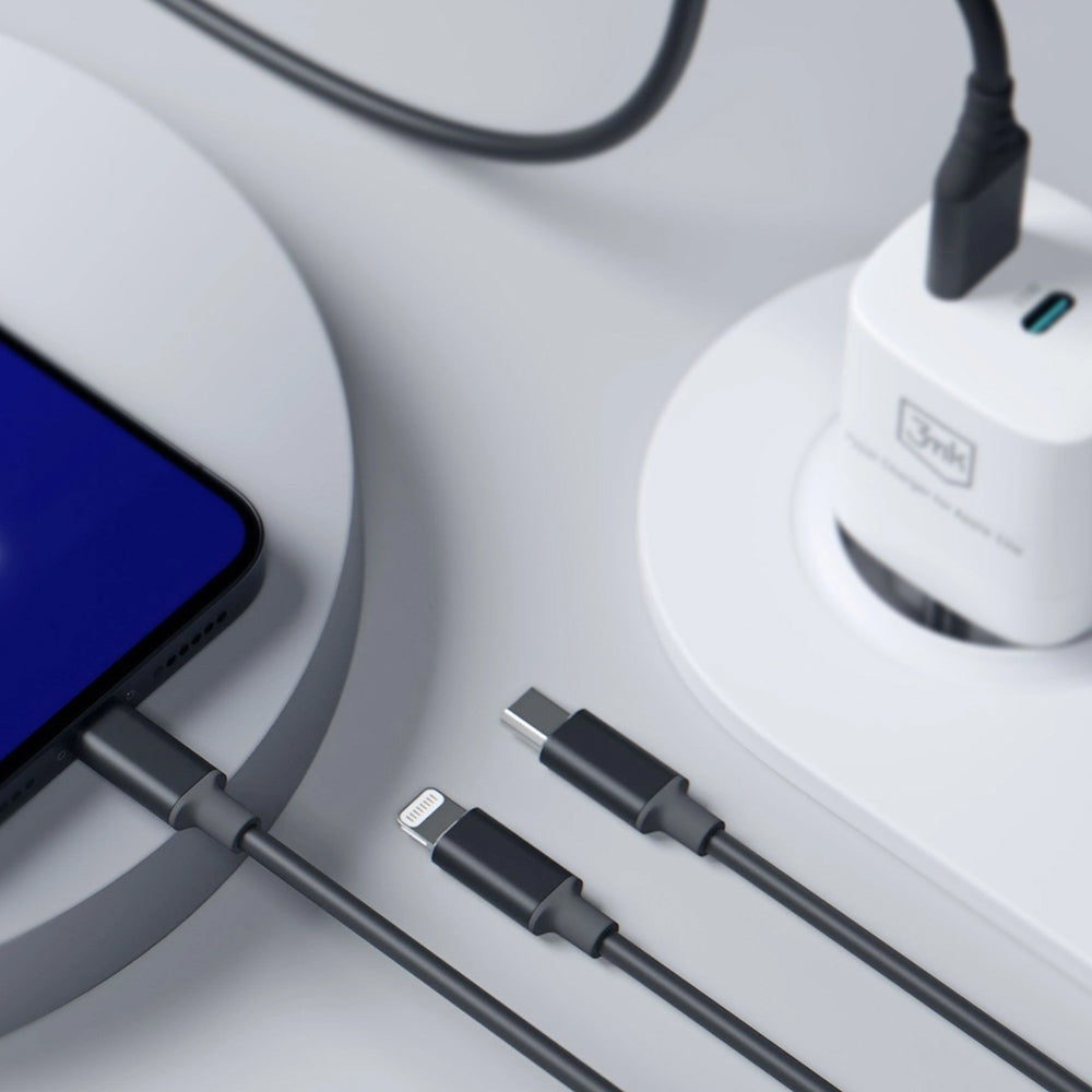 Cablu 3mk 3in1 Hyper, USB-A/Type-C to Micro-USB/Type-C/Lightning, 12W, 1.5m, Negru