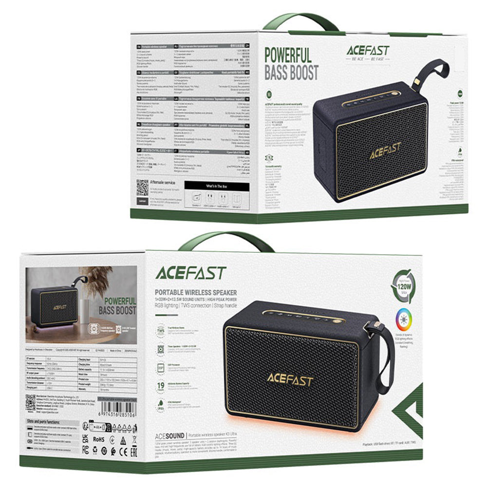 Boxa Acefast K3 Ultra (K3), Bluetooth 5.4, IPX6, Negru
