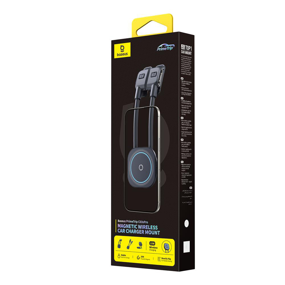 Suport Baseus PrimeTrip C03s Pro (C0013B01), Magnetic, for Dashboard, Adjustable, Type-C, 3M Adhesive, Negru