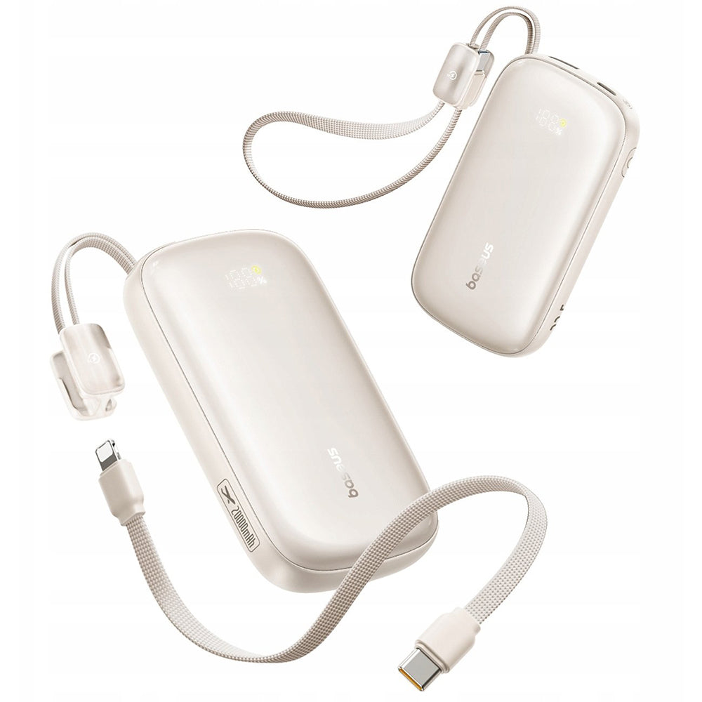 Baterie externa Baseus EnerFill FC21 Qpow 3 Ultra (E0027M01), Detachable Cable, 20000mAh, 22.5W, USB, USB-C, Titanium Natural