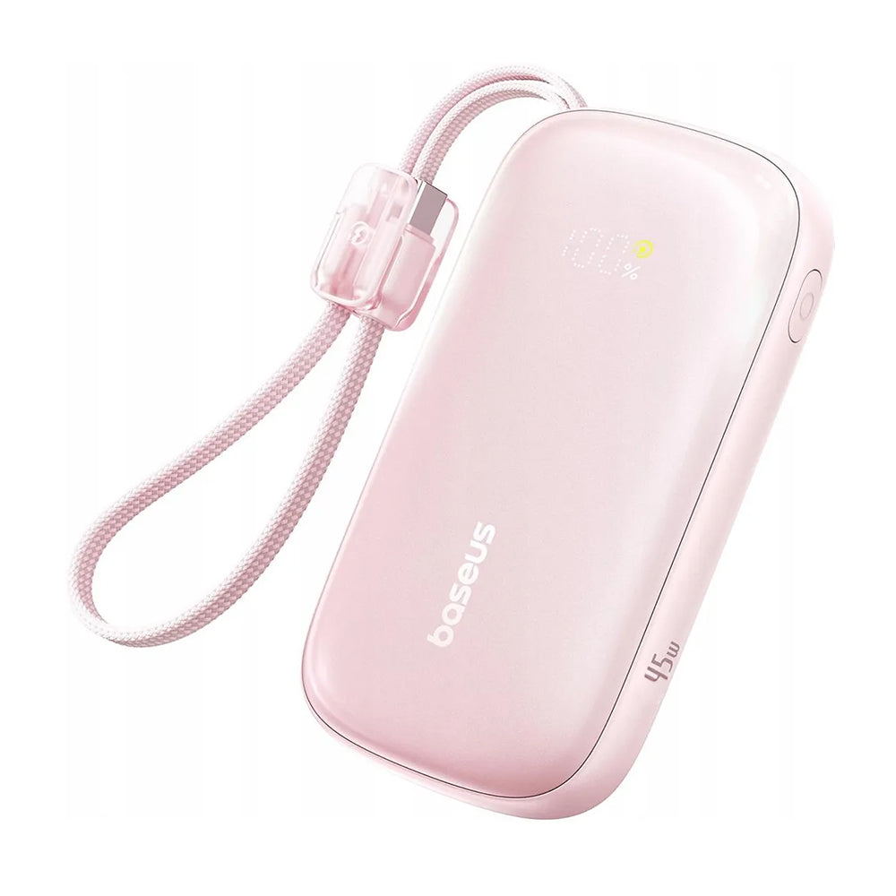 Baterie externa Baseus EnerFill FC21 Qpow 3 Ultra (E0027Q02), Detachable Cable, 10000mAh, 45W, Digital Display, Nebula Pink