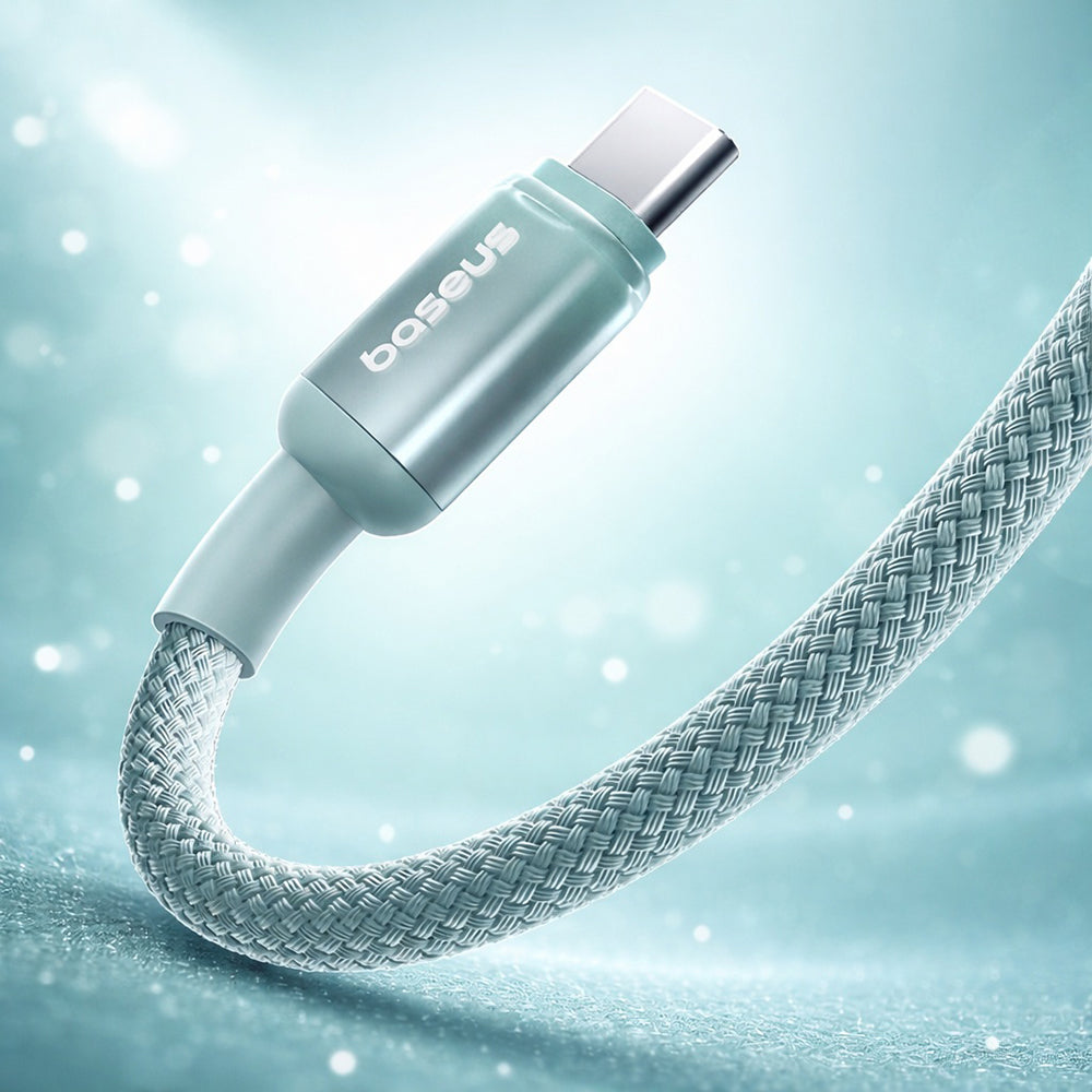 Cablu Baseus Discolor (E0420700), USB-C to USB-C, 100W, 480Mbps, 1m, Albastru /Green