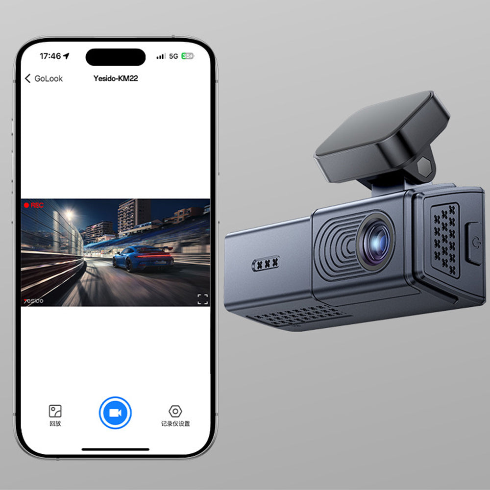 Gadget Yesido Dash Camera (KM22), 120° Wide-Angle Lens, 1080P Dual-Channel Recording, Negru