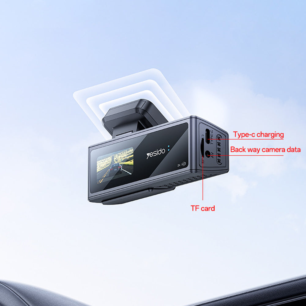 Gadget Yesido Dash Camera (KM22), 120° Wide-Angle Lens, 1080P Dual-Channel Recording, Negru