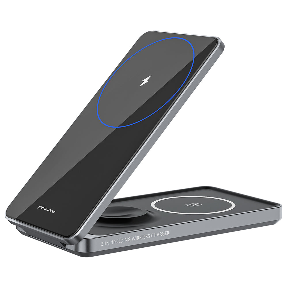 Incarcator Proove Wireless Charging Station Metal Edge (WSME15010003), MagSafe, for iPhone, AirPods, iWatch, Foldable, 15W, Gri