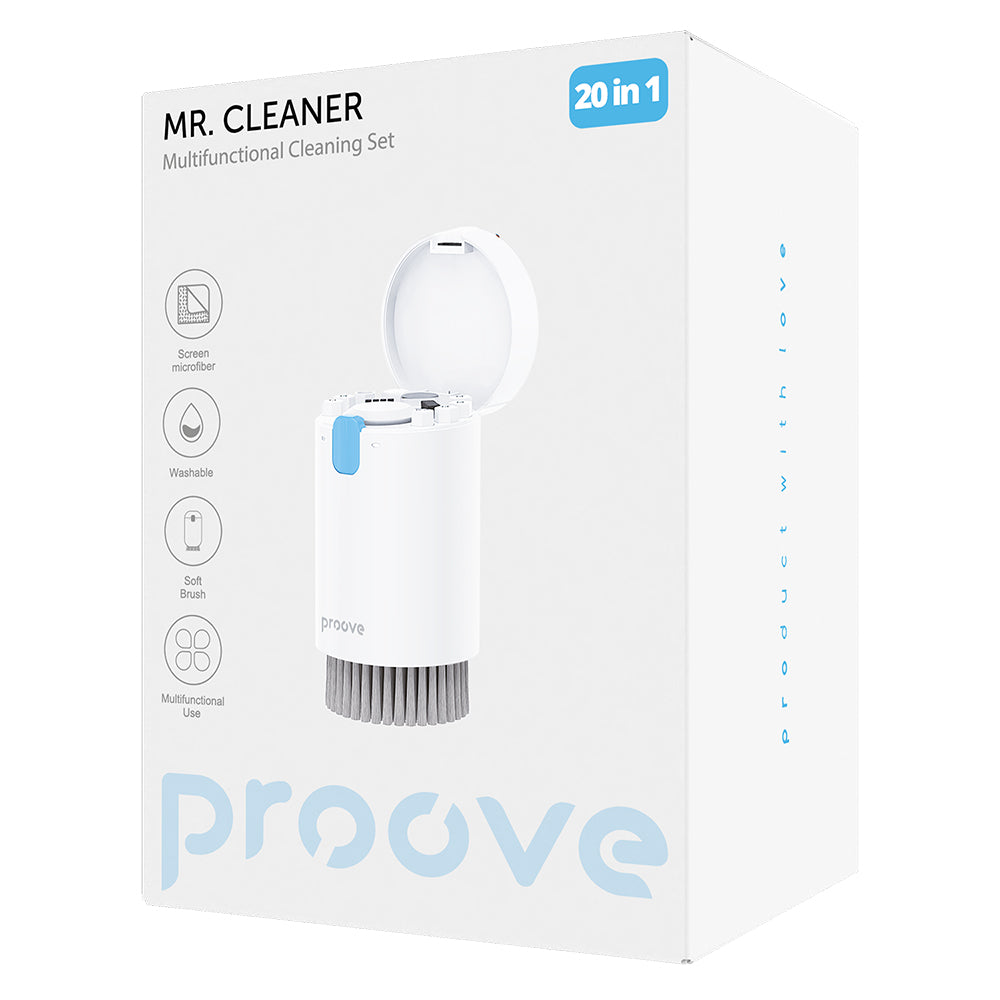Componenta Proove Multifunctional Cleaning Set Mr. Cleaner (MCS00002002), 20in1, for Laptop, Phone, Keyboard with Microfiber, Alb