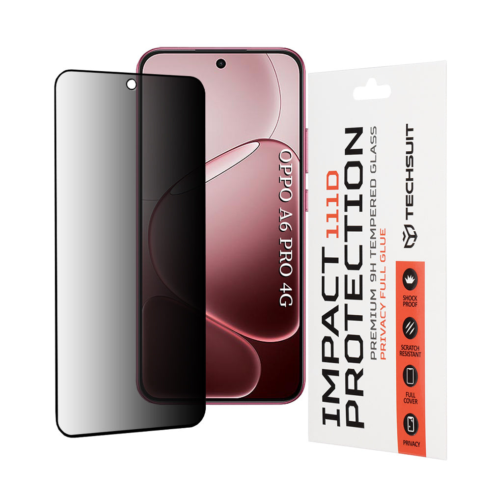 Folie de protectie Techsuit 111D Privacy Full Glue compatibil cu Oppo A6 Pro 4G / A6 Pro 5G, Negru