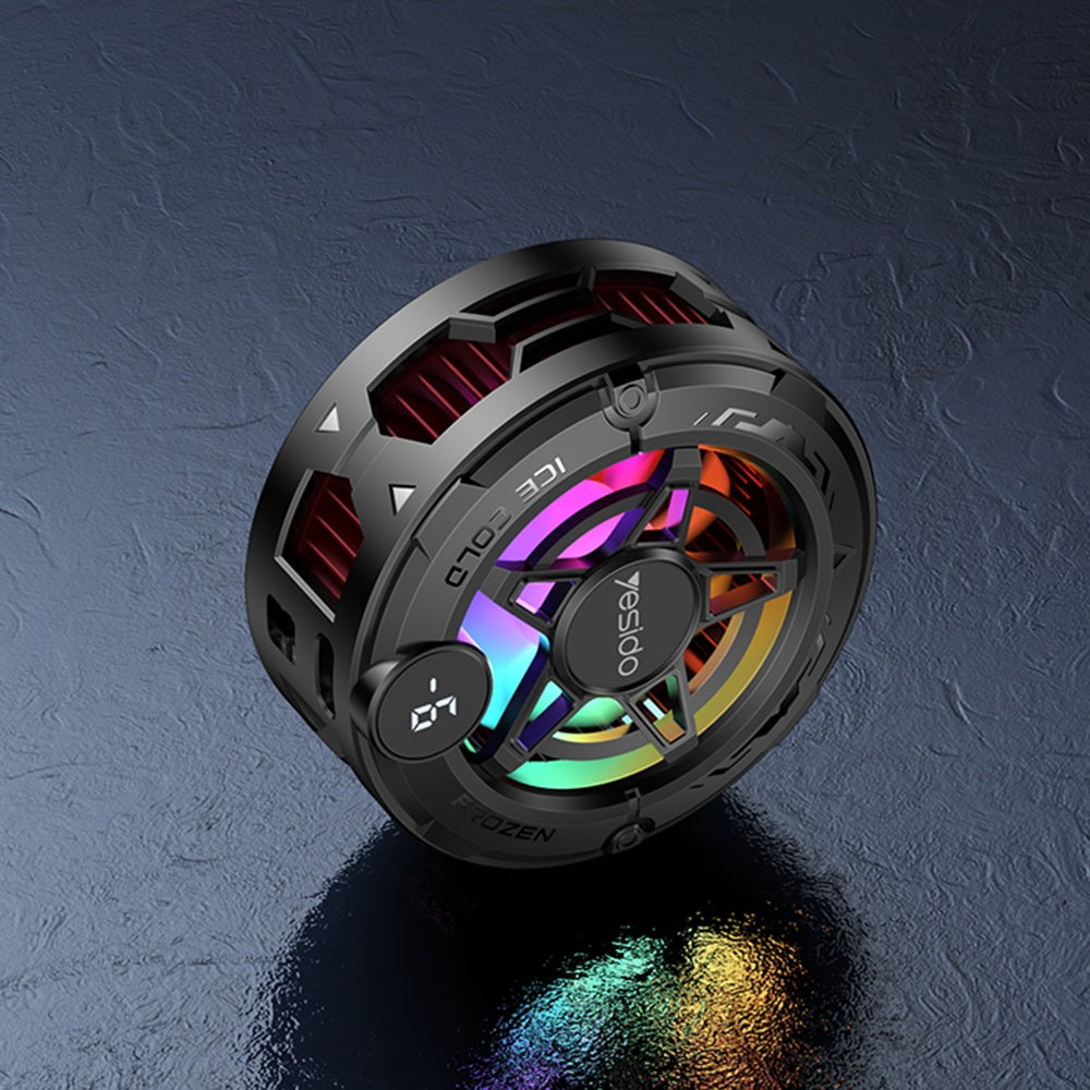 Accesoriu gaming Yesido Phone Cooler (C226), Semiconductor, Magnetic, Universal, Fast Cooling, with RGB, Digital Display, Gri