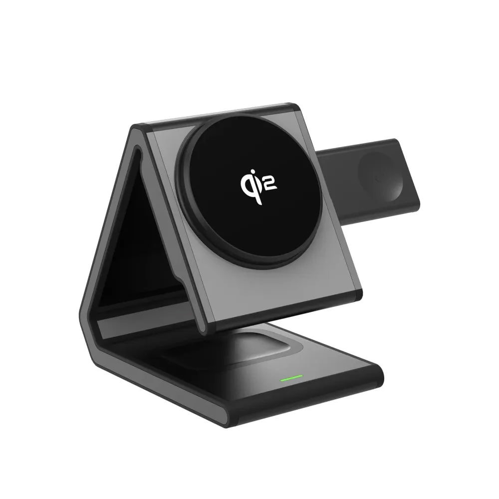 Incarcator Lito 4in1 Magnetic Wireless (LT-W02), for iPhone, Apple Watch, AirPods, Phone Stand, 15W, QI2, N52 Magnets, Negru