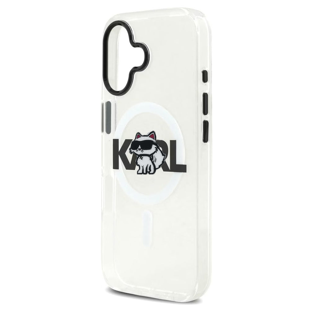 Husa de protectie Karl Lagerfeld IML Choupette Sketch Logo MagSafe (KLHMP17SHGCHGKBT) compatibil cu iPhone 17, Transparent