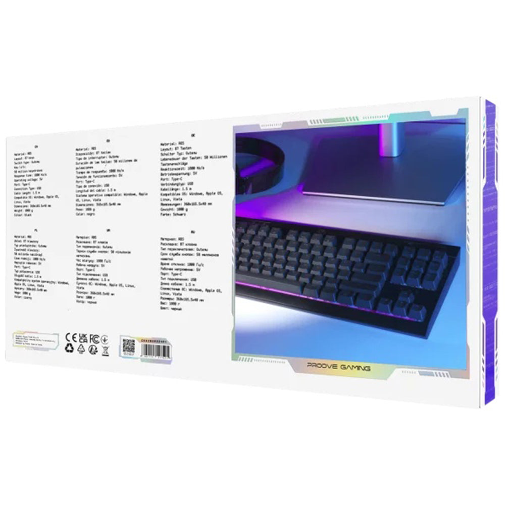 Tastatura/Mouse Proove Wired Keyboard Sideswap (CKSIEN00022401), Mechanical, RGB Backlighting, 87 Keys, Swappable Switches, 1.5m, Negru