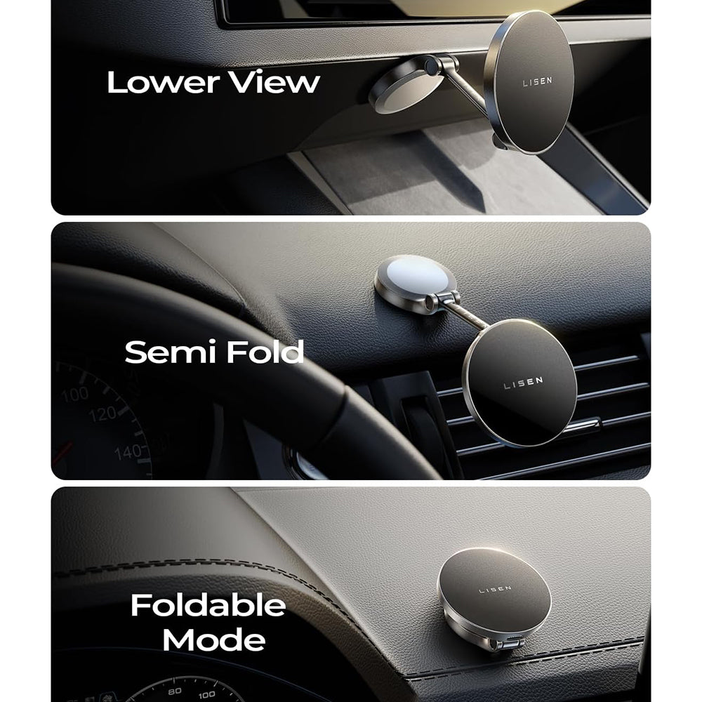 Suport Lisen with Wireless Charging (YL0223090006), Magnetic, for Dashboard, Universal, Elegant, 15W, Negru
