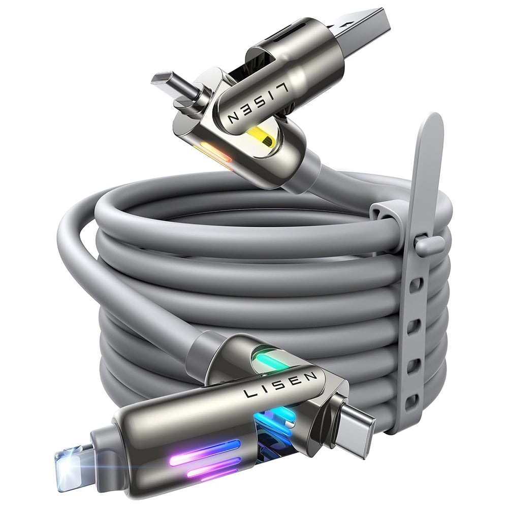 Cablu Lisen (YL0124110002), 4in1 USB/Type-C/Lightning, 240W, 2m, Gri