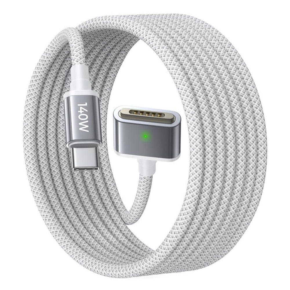 Cablu Lisen (YL0123070001), Type-C to MagSafe 3, for MacBook, 140W, Super Fast Charging, Braided, 2m, Argintiu