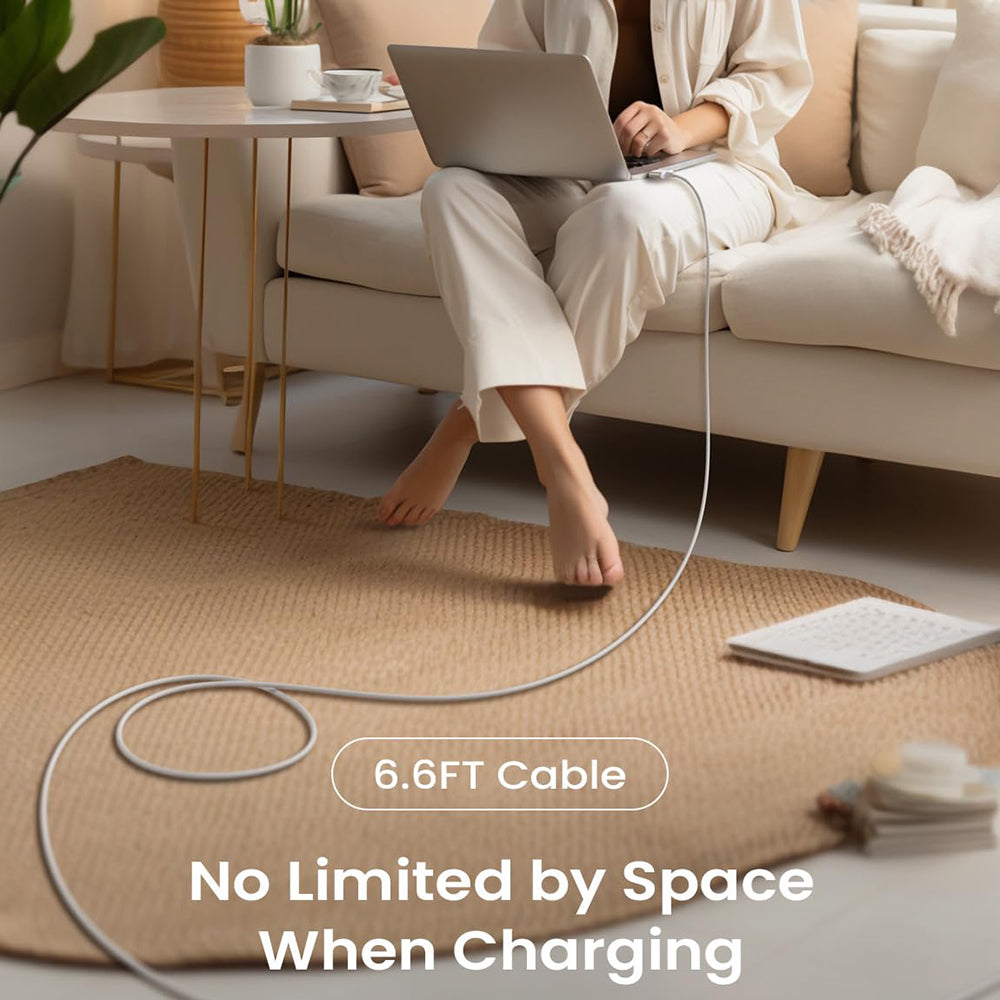 Cablu Lisen (YL0123070001), Type-C to MagSafe 3, for MacBook, 140W, Super Fast Charging, Braided, 2m, Argintiu