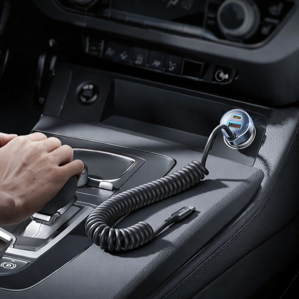 Incarcator Lisen Car (YL0223120020), with Type-C Cable, USB, Type-C, Fast Charge, 90W, 12V/24V, Negru