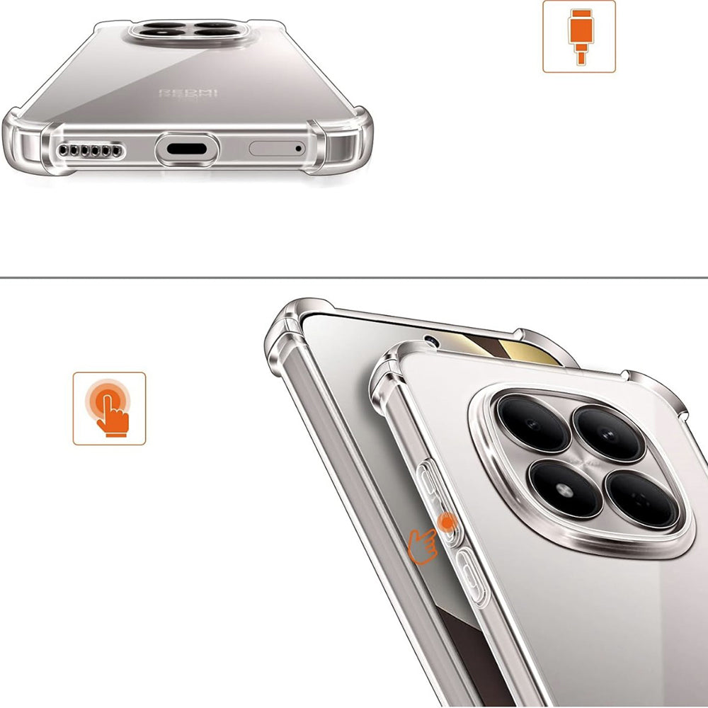 Husa de protectie Techsuit Shockproof Clear Silicone compatibil cu Xiaomi Redmi Note 15 5G / Note 15 4G / Poco M8 5G, Transparent