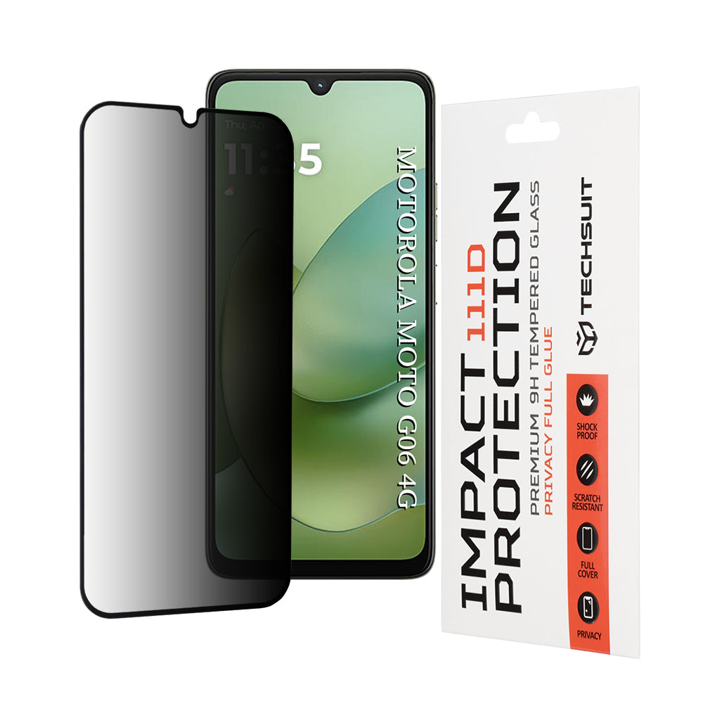 Folie de protectie Techsuit 111D Privacy Full Glue compatibil cu Motorola Moto G06 / Moto G06 Power, Negru