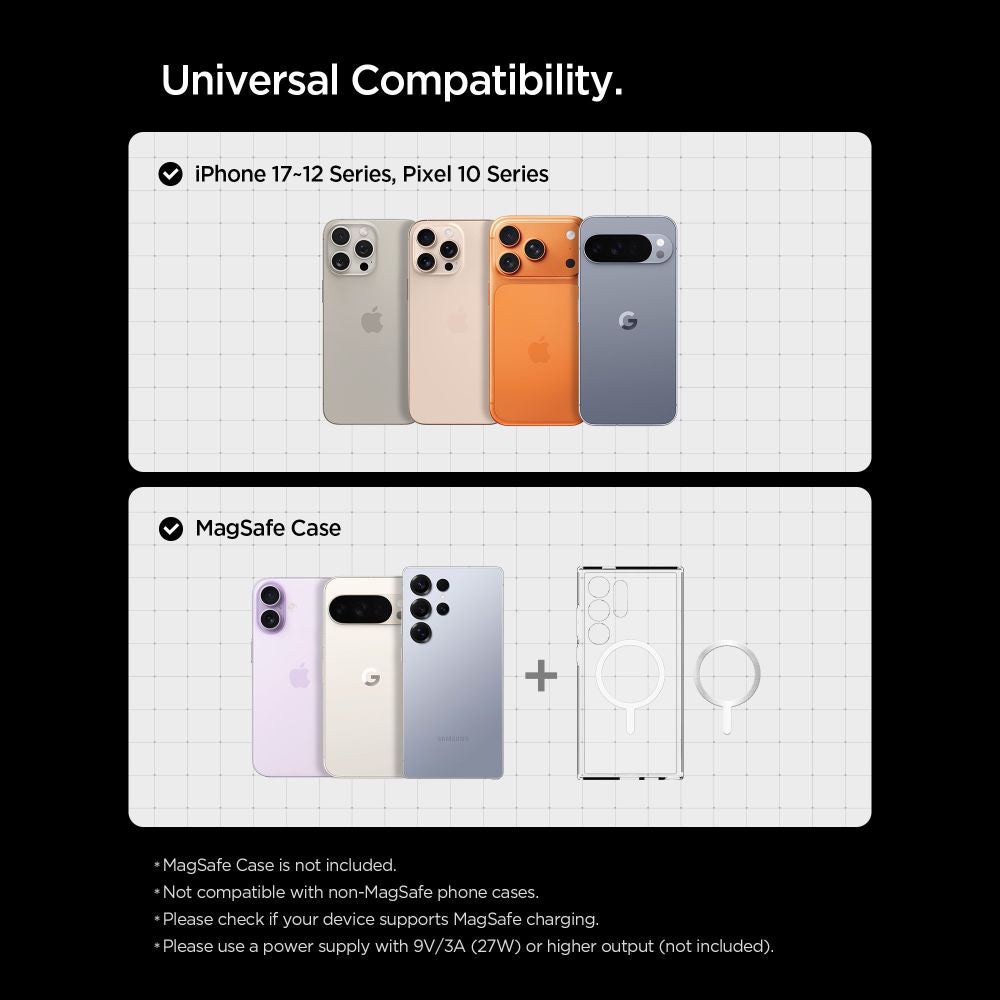 Suport Spigen with Wireless Charging Essential EV15MAQ (ACP10513), MagSafe, Fast Charge, Qi2, for Air Vent, 15W- Black
