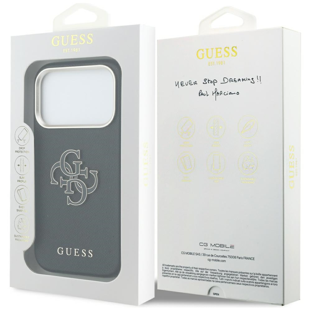 Husa de protectie Guess Hardcase Resin Logo (GUHCP17L5PS4RGGK) compatibil cu iPhone 17 Pro, Negru