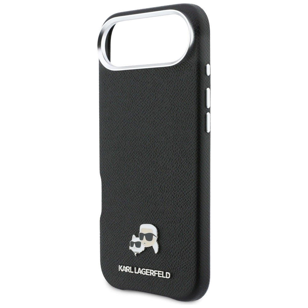 Husa de protectie Karl Lagerfeld Hardcase Leather K&C Head Pin MagSafe (KLHMP17M6PFKCLK) compatibil cu iPhone 17 Air, Perforated Logo, Black