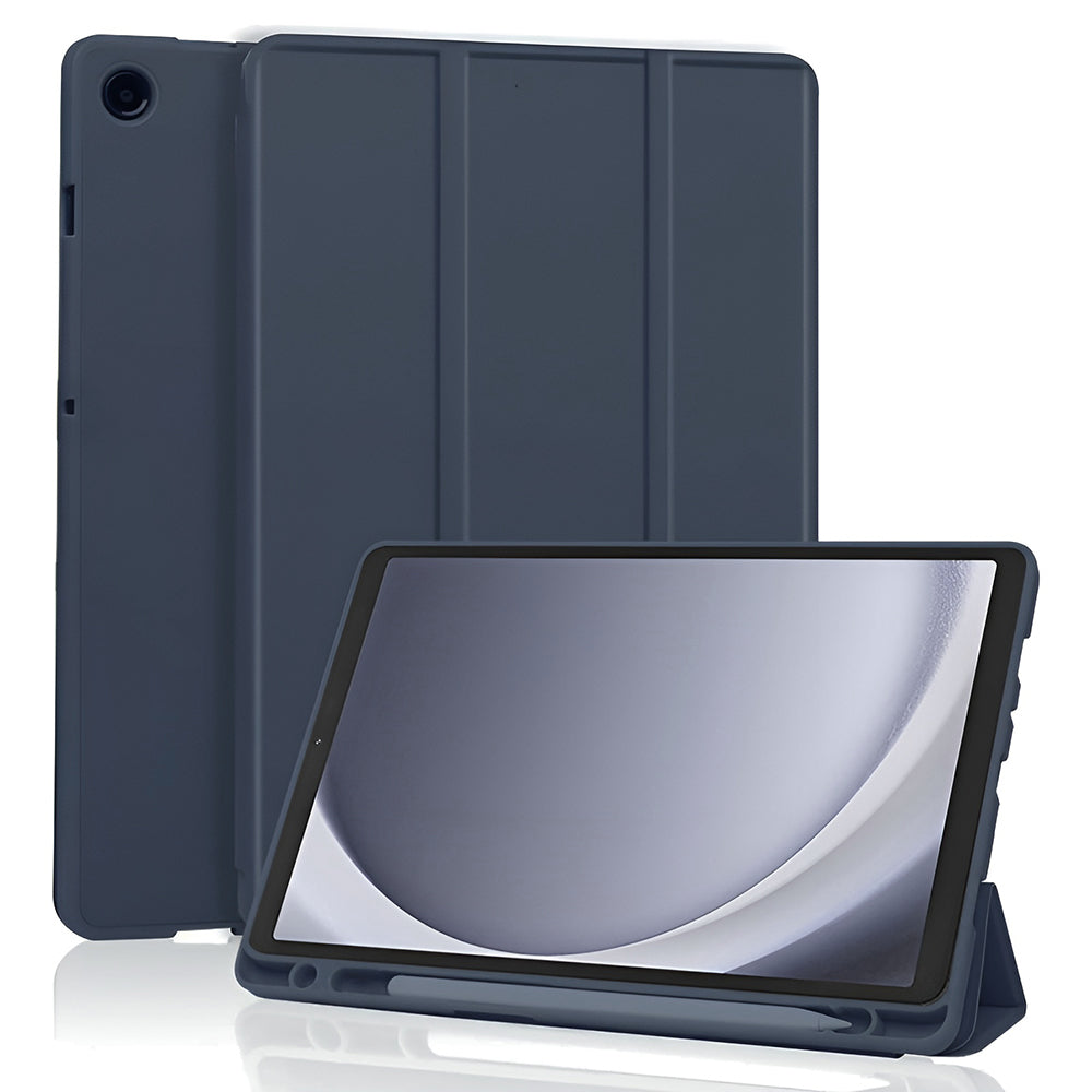 Husa de protectie tableta Techsuit Flex Trifold (with Pencil Holder) compatibil cu Samsung Galaxy Tab A11 / A9, Albastru Inchis