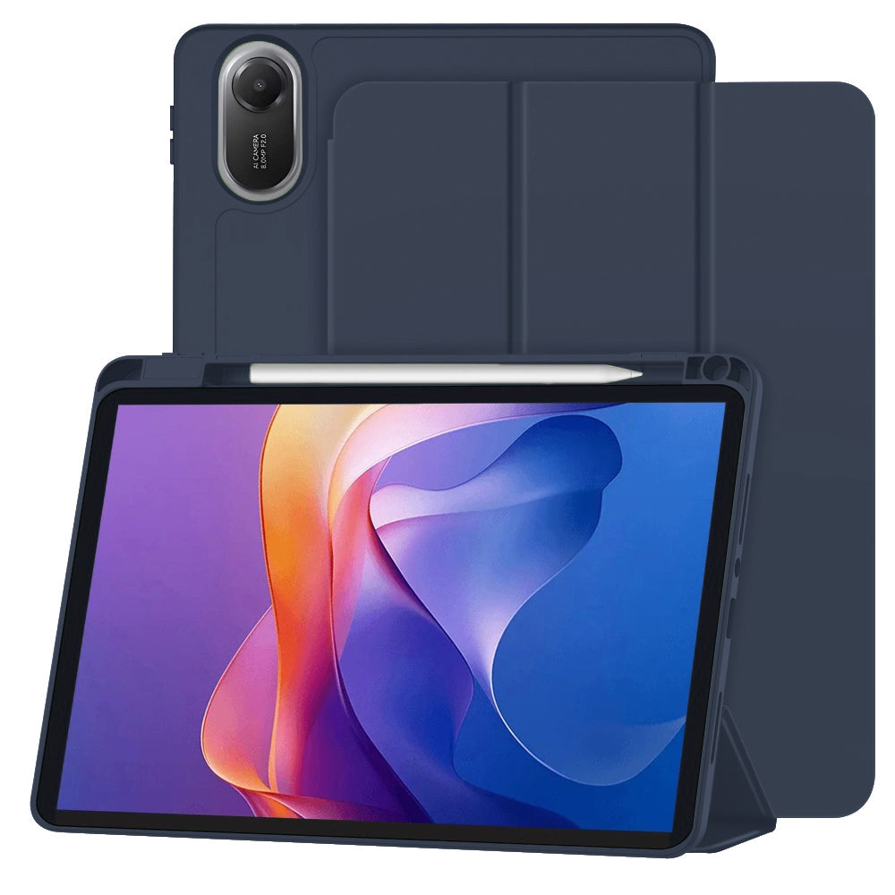 Husa de protectie tableta Techsuit Flex Trifold (with Pencil Holder) compatibil cu Xiaomi Redmi Pad 2, Albastru Inchis