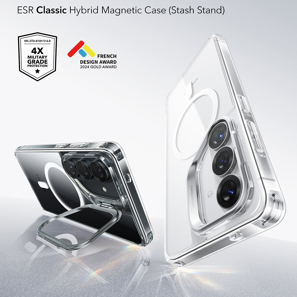 Husa de protectie ESR Classic Hybrid HaloLock Kickstand compatibil cu Samsung Galaxy S26 Plus, Transparent