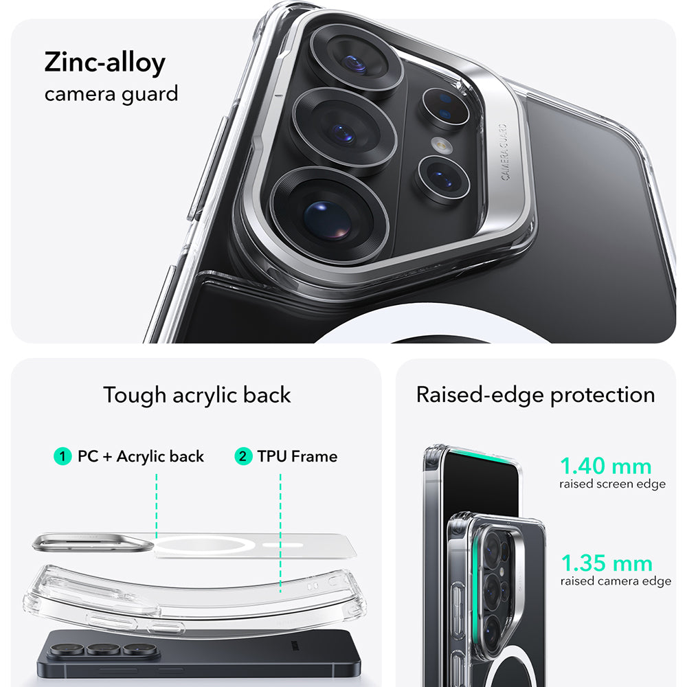 Husa de protectie ESR Classic Hybrid HaloLock Kickstand compatibil cu Samsung Galaxy S26 Ultra, Transparent